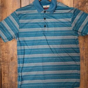 Grand Slam Teal and Gray Striped Polo Shirt